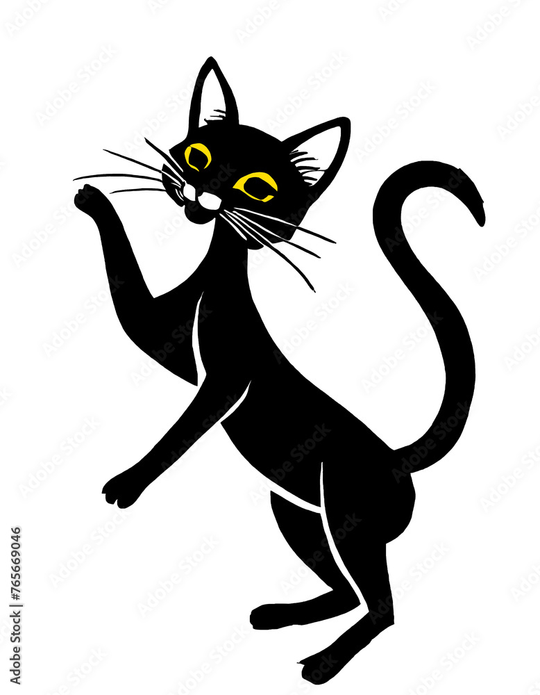 横を向いた黒猫のシルエットのイラスト 横を向いた黒猫のシルエットのイラスト
