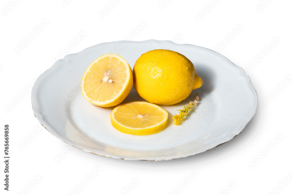 lemon on plate lemon on plate