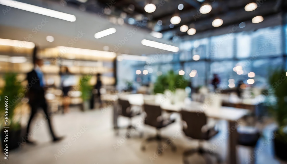Fototapeta premium Blurring the Background in a Modern Office Interior 