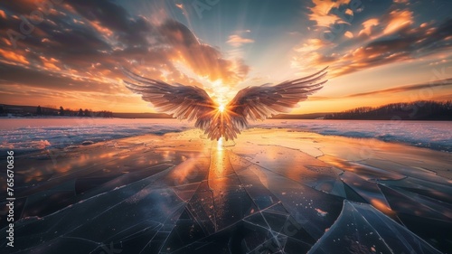 In the sunrise landscape of angel wings 