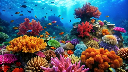 coral reef and fishes underwater  © Lalin T