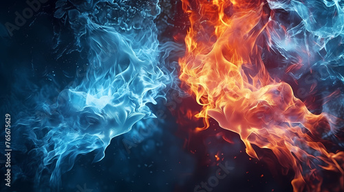 Fire and ice  heat and cold concept