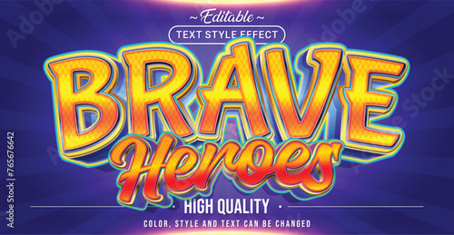 Editable text style effect - Brave Heroes text style theme.