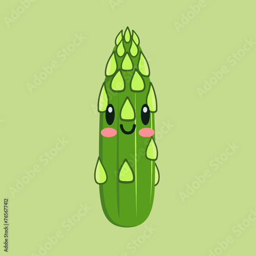 Cute asparagus cartoon character. Vector illustration. Vegetable character.
