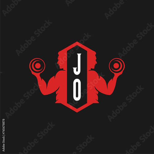 JO initials fitness sport gym logo design vector