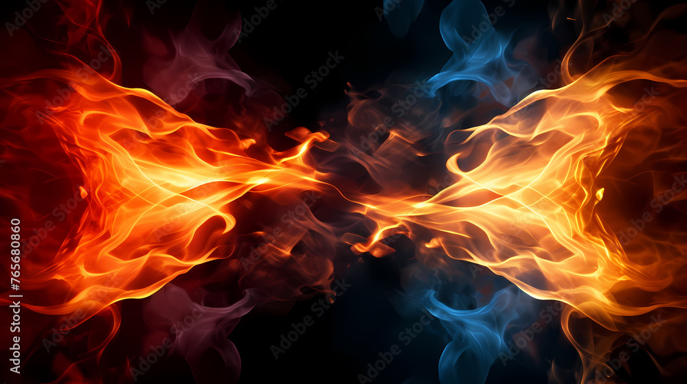 Fire and ice, heat and cold concept Fire and ice, heat and cold concept