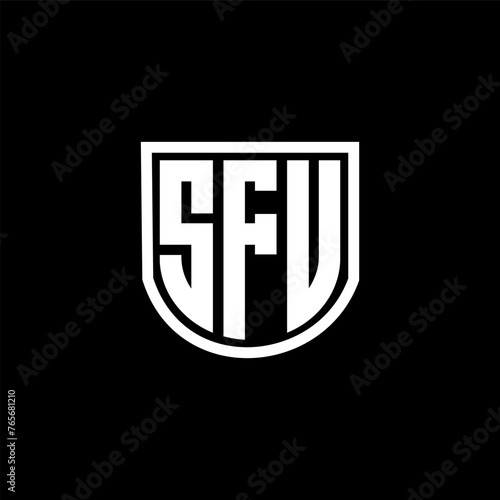 SFU letter logo design with black background in illustrator, cube logo, vector logo, modern alphabet font overlap style. calligraphy designs for logo, Poster, Invitation, etc. photo