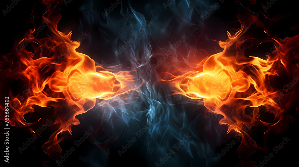 Fire and ice, heat and cold concept Fire and ice, heat and cold concept