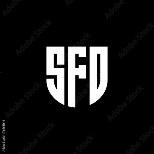 SFD letter logo design with black background in illustrator, cube logo, vector logo, modern alphabet font overlap style. calligraphy designs for logo, Poster, Invitation, etc.