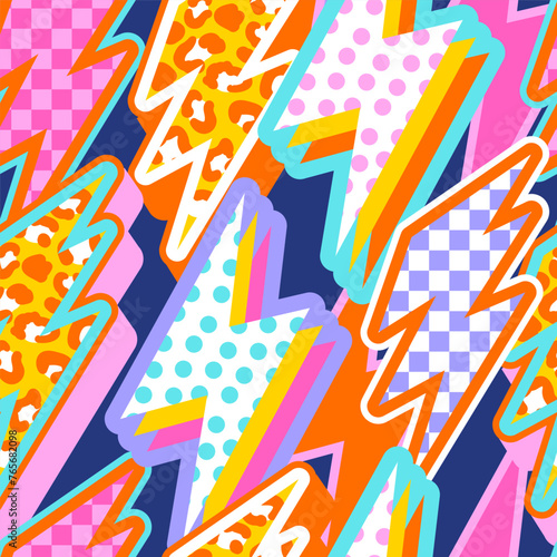 Vector lightning bolts signs Seamless Pattern. Repeating Background in Urban style modern  wallpaper 