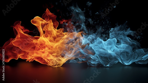 Fire and ice, heat and cold concept