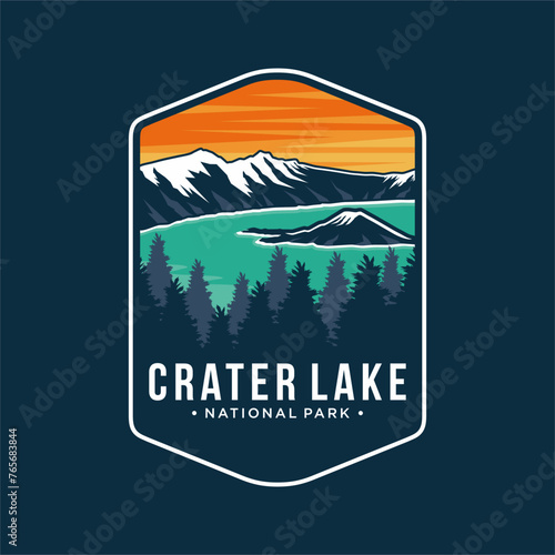Crater Lake National Park emblem patch logo illustration