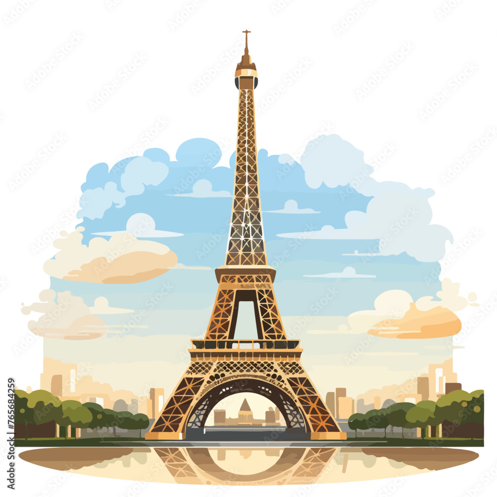 Paris eiffel tower flat vector illustration isolate