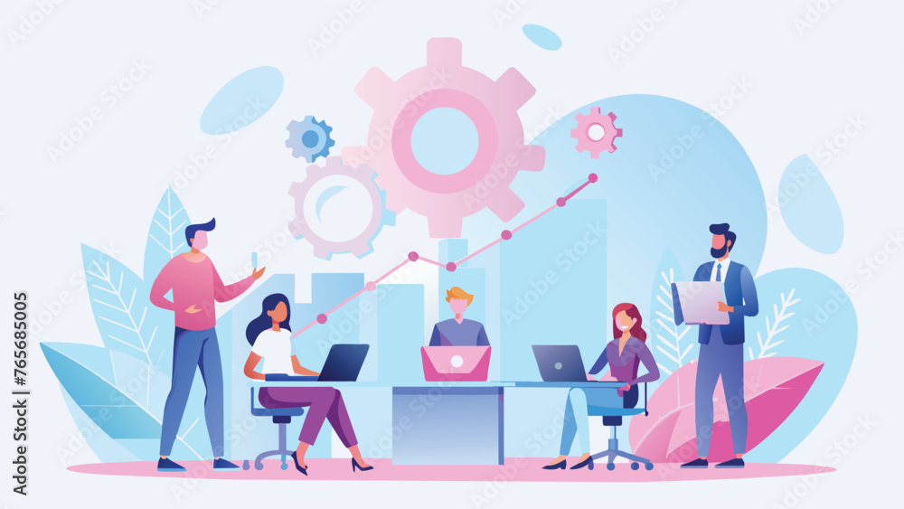 Diverse team working together in a modern office Diverse team working together in a modern office
