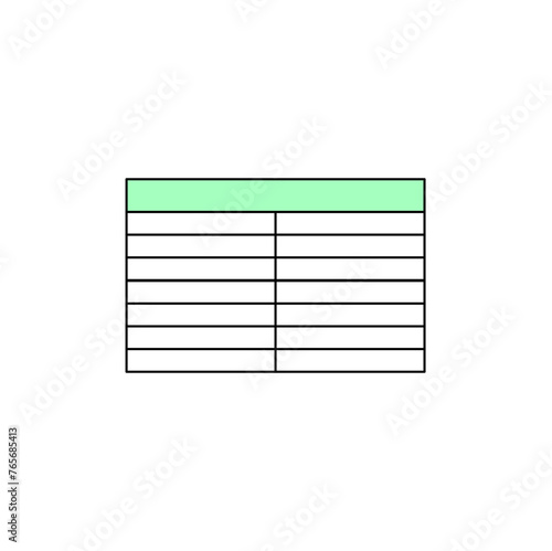 Vector table icon. Statistical sign table. Simple flat logo of empty table document