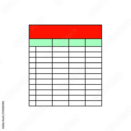 Vector table icon. Statistical sign table. Simple flat logo of empty table document