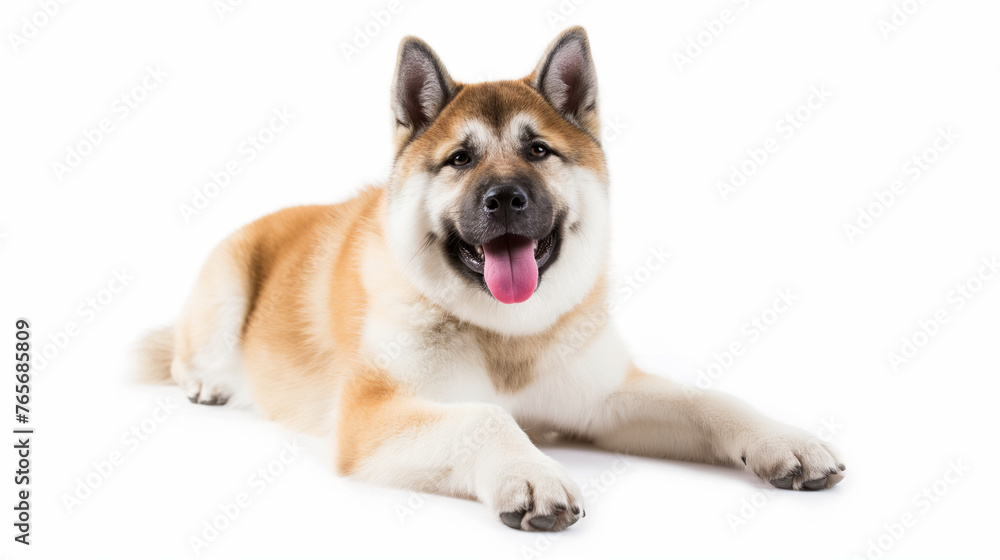 photo of happy akita dog on white background photo of happy akita dog on white background