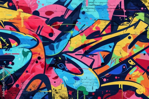 Graffiti Wall Abstract Background  Artistic Pop Art Design  Generative AI Illustration