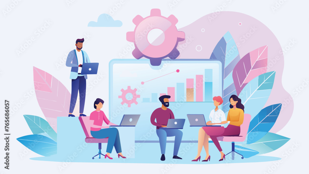 Diverse team working together in a modern office Diverse team working together in a modern office