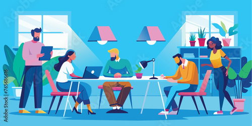 Diverse team working together in a modern office