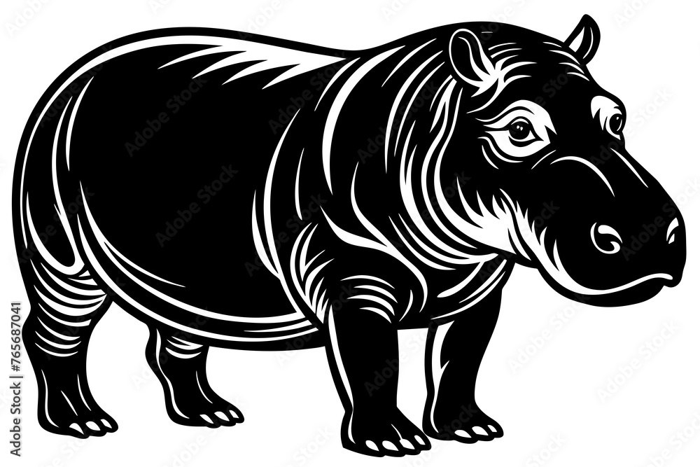 Hippopotamus silhouette  vector art illustration
