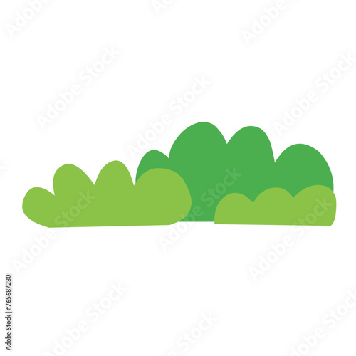 Vector bush green grass ,Simple flat illustration isolated on white background.
