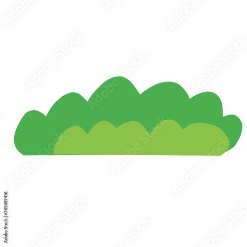 Vector bush green grass ,Simple flat illustration isolated on white background.