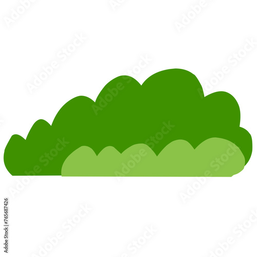 Vector bush green grass ,Simple flat illustration isolated on white background.