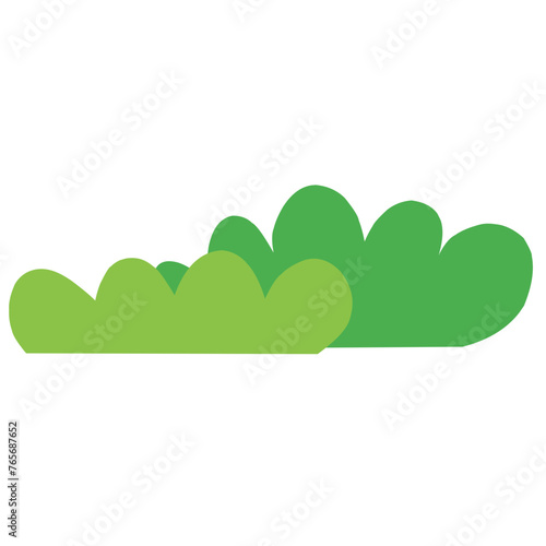 Vector bush green grass ,Simple flat illustration isolated on white background.