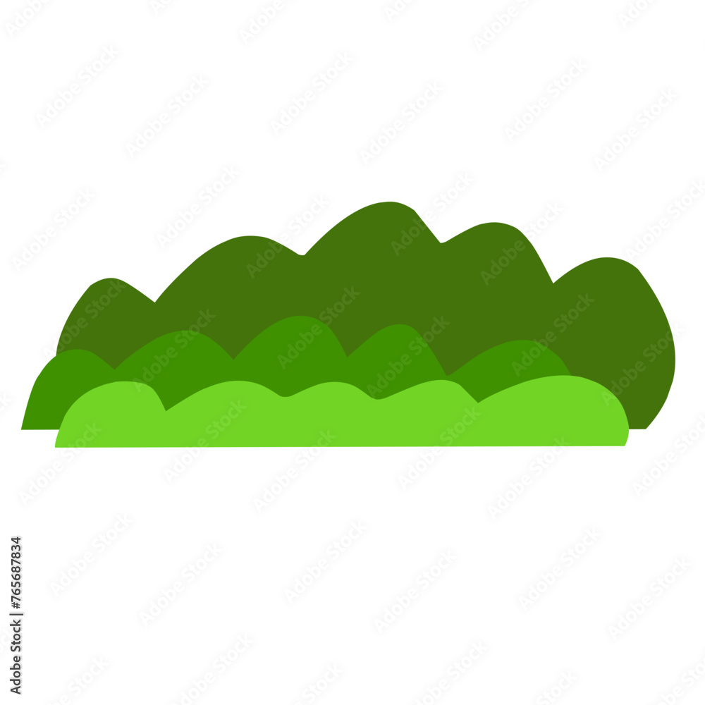 Vector bush green grass ,Simple flat illustration isolated on white background.