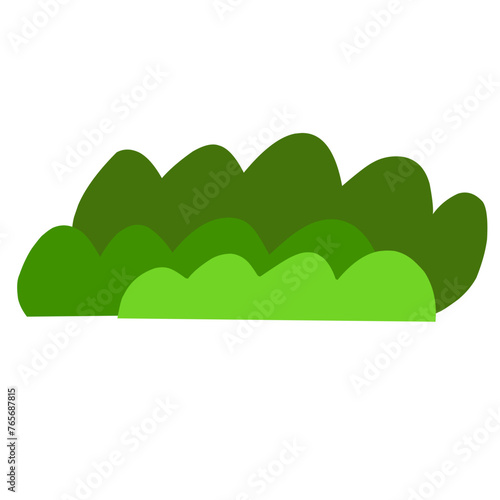 Vector bush green grass ,Simple flat illustration isolated on white background.