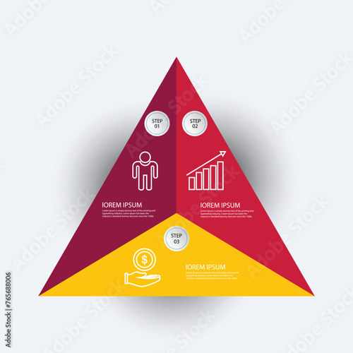 Triangular infographic template with 3 option