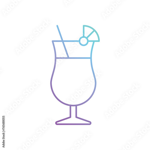 Gradient Line Pina Colada vector icon
