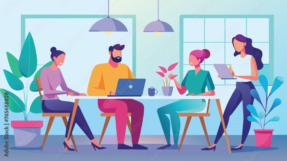 Diverse team working together in a modern office Diverse team working together in a modern office