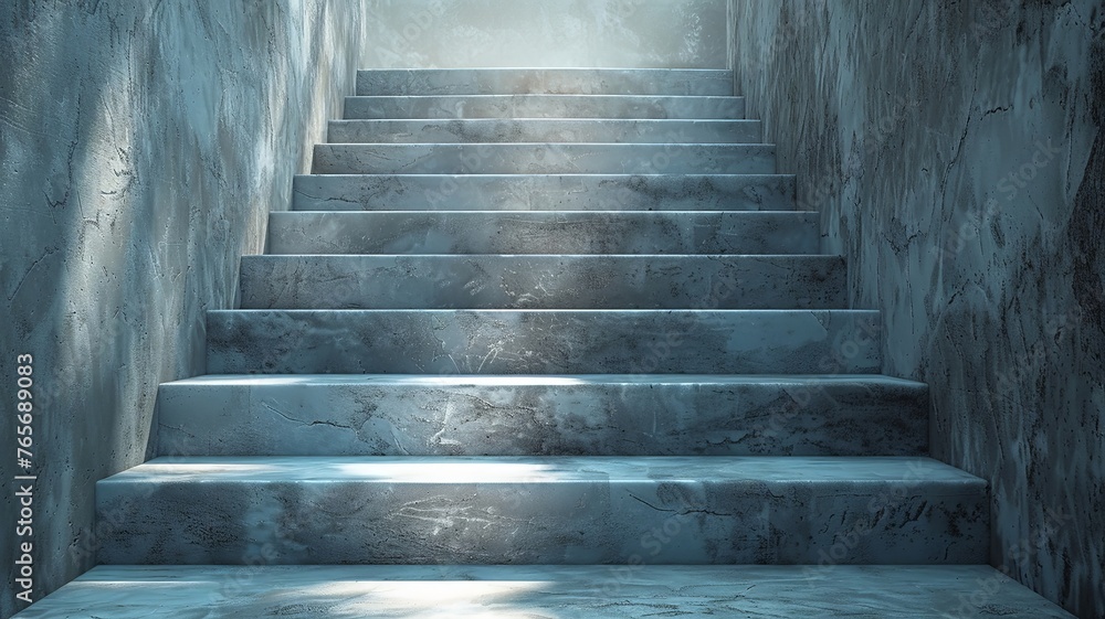 Determined ascent on chalk stairs illustrates progress Determined ascent on chalk stairs illustrates progress