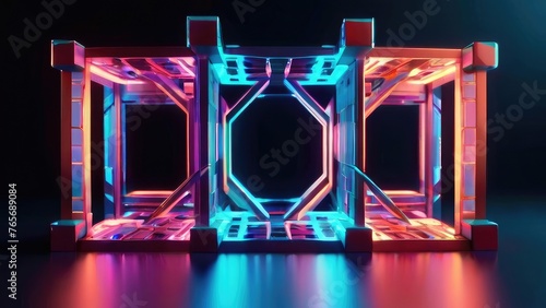 Abstract background with glowing cubes 3d rendering 3d illustration of an abstract background
