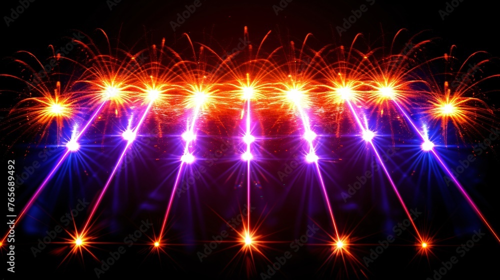 A show of fireworks, black background