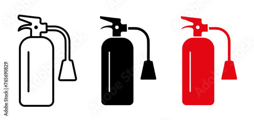 Fire Extinguisher Readiness Icons. Emergency Safety and Fire Response Symbols.