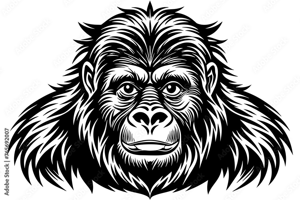 Orangutan silhouette  vector art illustration