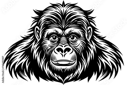 Orangutan silhouette  vector art illustration © Moriom