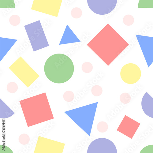 Fun colorful seamless pattern. Creative minimalist geometric pattern with basic shapes