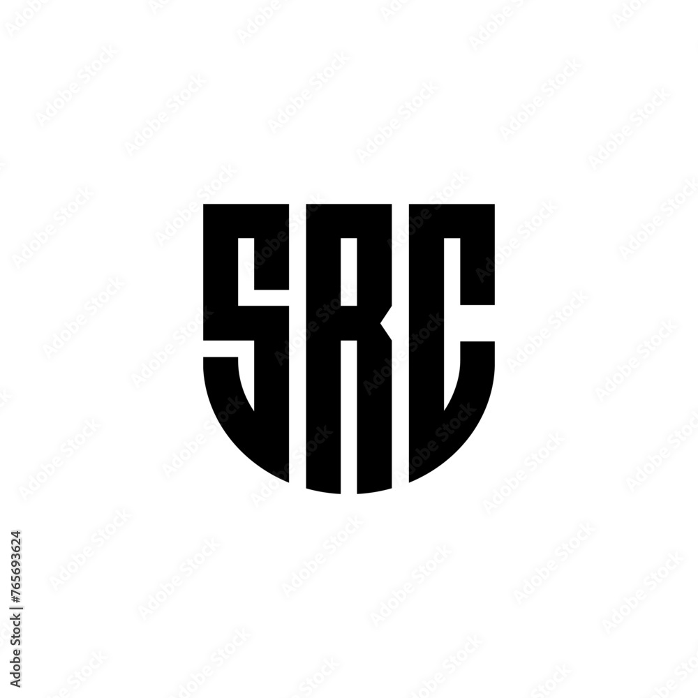 SRC letter logo design with white background in illustrator, cube logo, vector logo, modern alphabet font overlap style. calligraphy designs for logo, Poster, Invitation, etc.