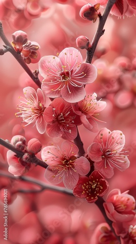 Close Up of Pink Flowers on a Tree