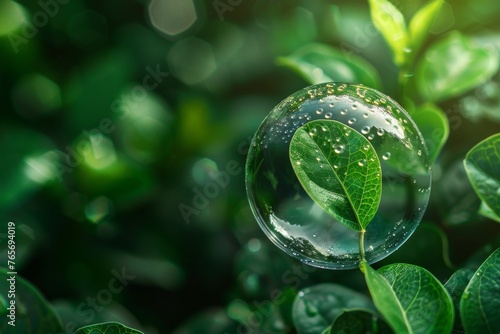 Transparent Glass Ball With Leaf Inside