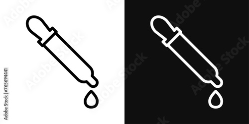Scientific Dropper and Pipette Icons. Laboratory Instrument and Liquid Sampling Symbols.