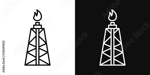 Shale Gas Rig and Extraction Icons. Natural Resource and Energy Industry Symbols. photo