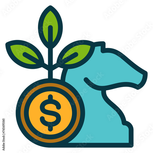 Investment Strategy Outline Color Icon