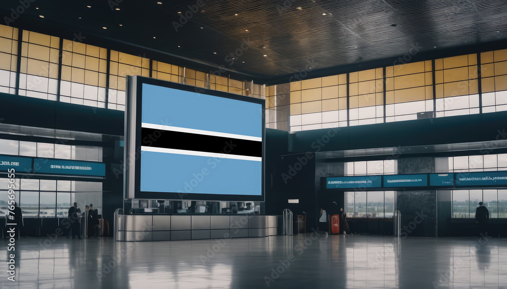 Botswana flag in the airport terminal. Travel and tourism concept. Botswana flag in the airport terminal. Travel and tourism concept.