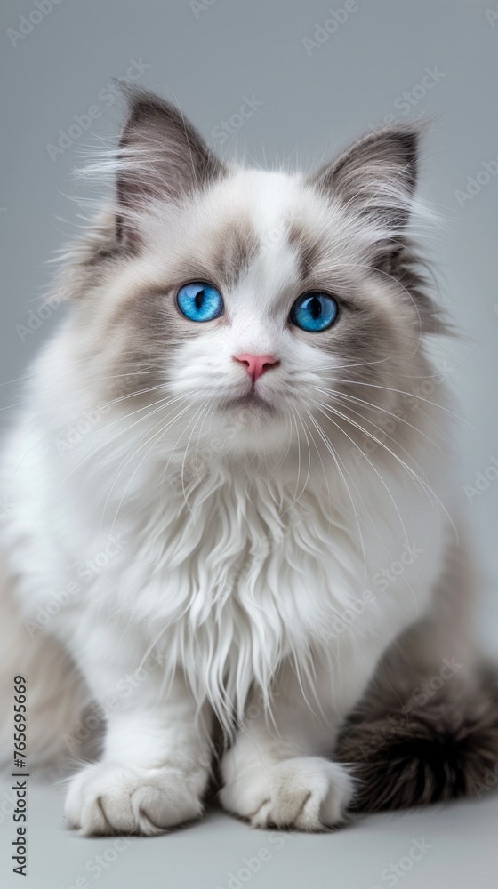 Blue-Eyed Cat Sitting Down