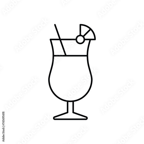Thin Line Pina Colada vector icon
